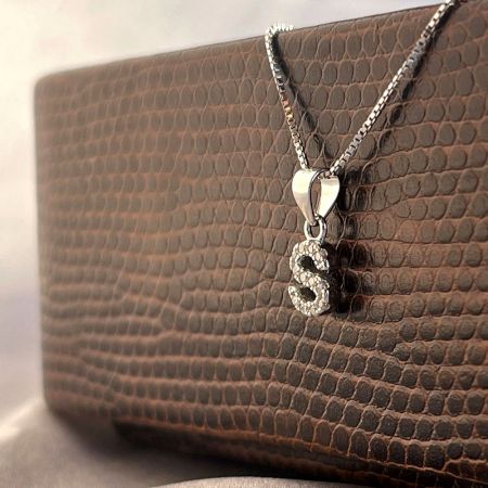 925 Sterling Silver Letter S Pendant Necklace